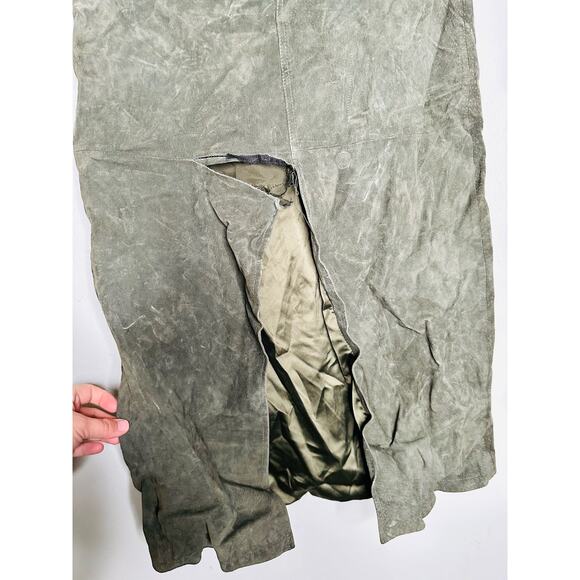 BLANKNYC Hunter Green Corduroy Front Slit 100% Leather Skirt Size 25 - Picture 7 of 14